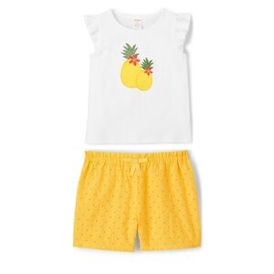 New Gymboree Girls Top & Shorts Set 3T Yellow White Pineapple Punch Outfit